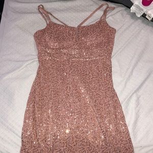 Long pink sparkly dress
